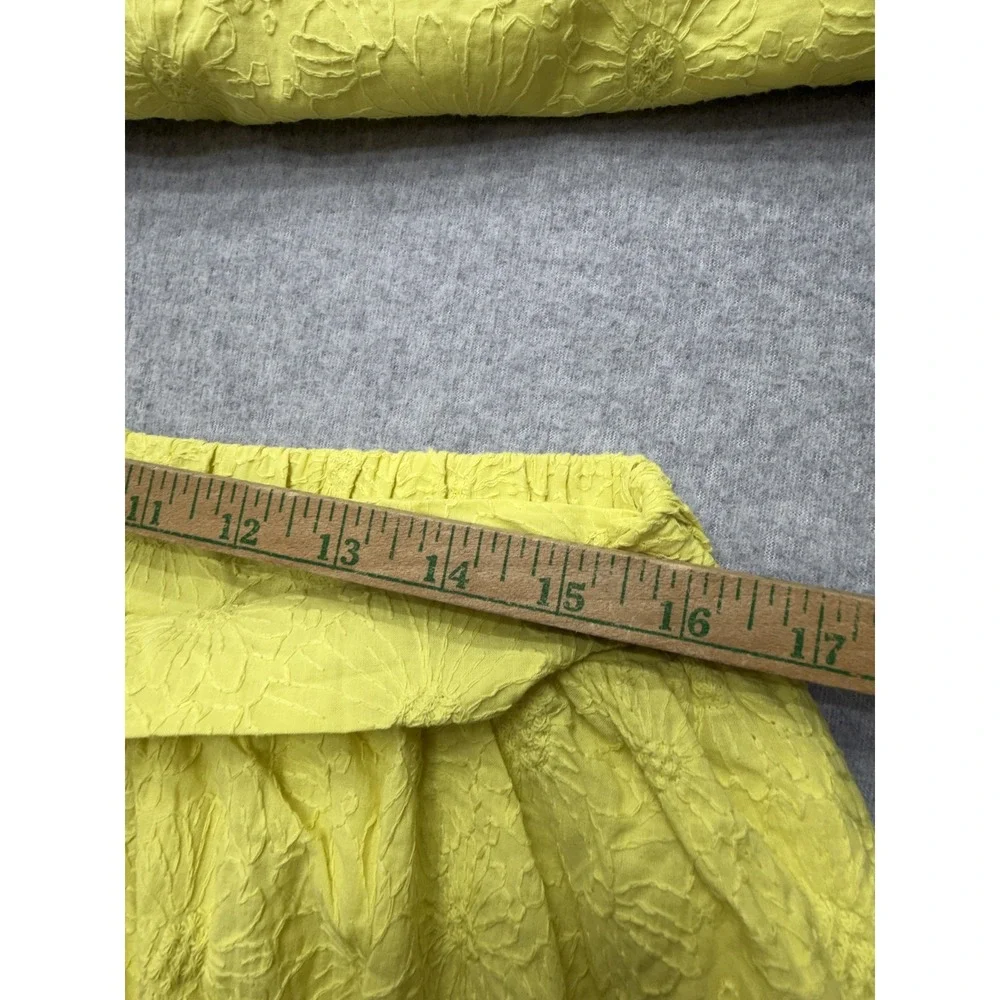 Ivy City Co Womens‎ 1X Yellow Floral Embroidered 2 Piece Skirt Set Puff Sleeve